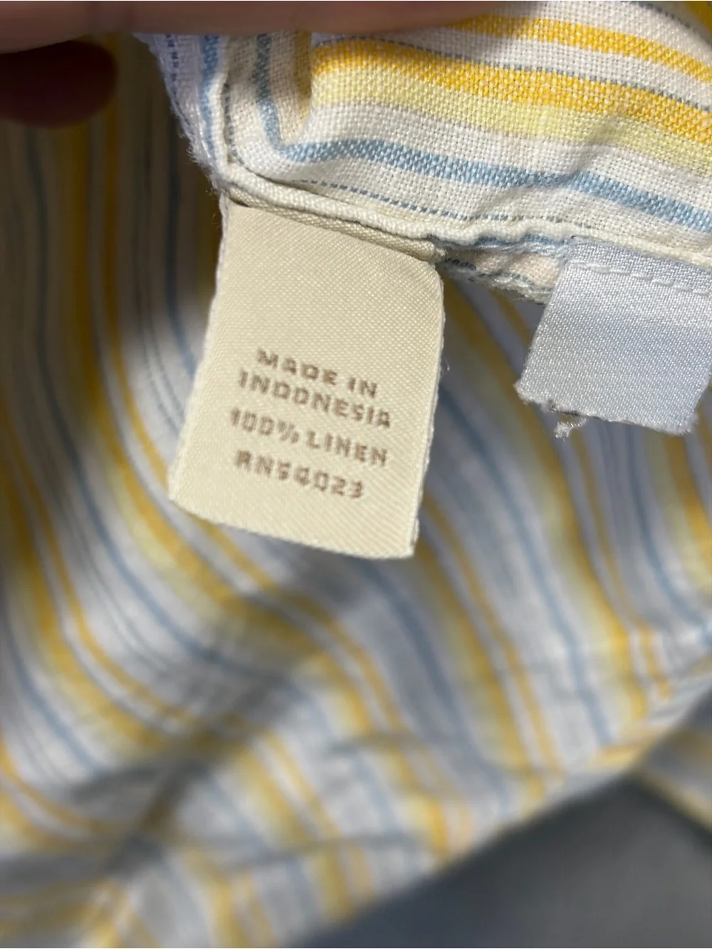 Banana Republic Yellow, Light Blue & White Striped Linen Shirt men’s large